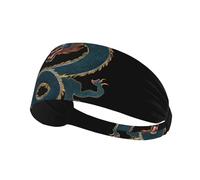 Elastic Sports Headband Hairband YYHWHJDE Navy Blue Dragon Pattern Spandex, Soft, Breathable, Quick-Dry