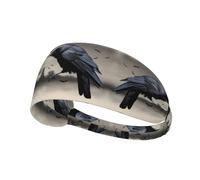 Elastic Sports Headband Hairband YYHWHJDE Night crow Pattern Soft, Breathable, Quick-Dry