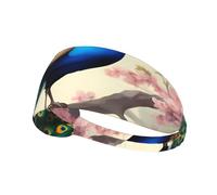 Elastic Sports Headband Hairband YYHWHJDE Oriental Peacock on Flower Tree Pattern Soft, Breathable, Quick-Dry