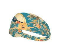 Elastic Sports Headband Hairband YYHWHJDE oriental peacock on flower tree Pattern Soft, Breathable, Quick-Dry