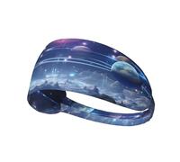 Elastic Sports Headband Hairband YYHWHJDE Outer Space Planets Pattern Soft, Breathable, Quick-Dry