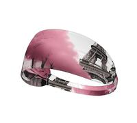 Elastic Sports Headband Hairband YYHWHJDE Paris Street Eiffel Tower Pink Floral Pattern Quick Drying, Moisture Wicking
