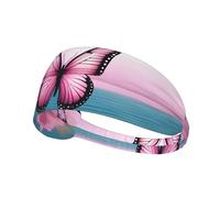 Elastic Sports Headband Hairband YYHWHJDE Pink Butterfly And Sea Picture Soft, Breathable, Quick-Dry