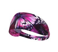 Elastic Sports Headband Hairband YYHWHJDE Pink flower purple butterfly Pattern Quick Drying, Moisture Wicking