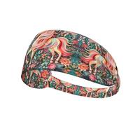 Elastic Sports Headband Hairband YYHWHJDE Pink Paper Cut Unicorn Pattern Soft, Breathable, Quick-Dry