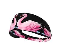 Elastic Sports Headband Hairband YYHWHJDE Pink swan Walking Slowly by The River Pattern Spandex, Soft, Breathable, Quick-Dry