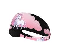 Elastic Sports Headband Hairband YYHWHJDE Pink Unicorn in The Clouds Pattern Spandex, Soft, Breathable, Quick-Dry
