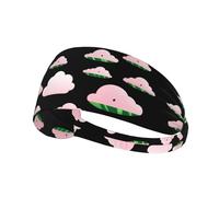 Elastic Sports Headband Hairband YYHWHJDE Pink Watermelon Clouds Pattern Spandex, Soft, Breathable, Quick-Dry