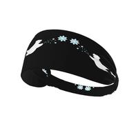 Elastic Sports Headband Hairband YYHWHJDE Polar Bear Chasing Flying Snowflakes Pattern Spandex, Soft, Breathable, Quick-Dry