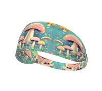 Elastic Sports Headband Hairband YYHWHJDE Pretty little mushrooms Pattern Soft, Breathable, Quick-Dry