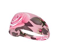 Elastic Sports Headband Hairband YYHWHJDE Pretty Pink Roses Pattern Soft, Breathable, Quick-Dry