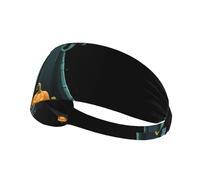 Elastic Sports Headband Hairband YYHWHJDE Pumpkin Grave Pattern Soft, Breathable, Quick-Dry