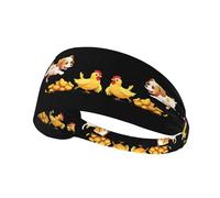Elastic Sports Headband Hairband YYHWHJDE Puppy Chasing Chicken Pattern Spandex, Soft, Breathable, Quick-Dry