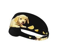Elastic Sports Headband Hairband YYHWHJDE Puppy Eating Lemon Pattern Spandex, Soft, Breathable, Quick-Dry