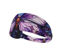 Elastic Sports Headband Hairband YYHWHJDE Purple Butterfly Flowers Picture Soft, Breathable, Quick-Dry