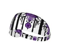Elastic Sports Headband Hairband YYHWHJDE Purple Gothic ghost Pattern Soft, Breathable, Quick-Dry