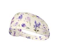 Elastic Sports Headband Hairband YYHWHJDE purple lavender colored flowers Pattern Soft, Breathable, Quick-Dry
