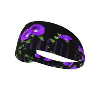 Elastic Sports Headband Hairband YYHWHJDE Purple Morning Glory in The Fence Pattern Spandex, Soft, Breathable, Quick-Dry