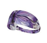 Elastic Sports Headband Hairband YYHWHJDE Purple Oil Painting Butterfly Pattern Soft, Breathable, Quick-Dry