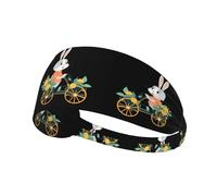 Elastic Sports Headband Hairband YYHWHJDE Rabbit on The Flower cart Pattern Spandex, Soft, Breathable, Quick-Dry