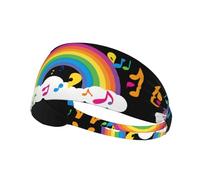 Elastic Sports Headband Hairband YYHWHJDE Rainbow and Musical Notes Pattern Spandex, Soft, Breathable, Quick-Dry