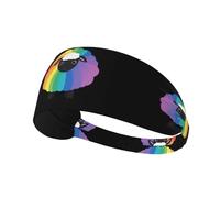 Elastic Sports Headband Hairband YYHWHJDE Rainbow Black Sheep Pattern Spandex, Soft, Breathable, Quick-Dry