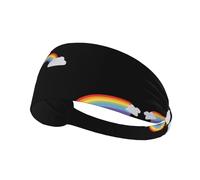 Elastic Sports Headband Hairband YYHWHJDE Rainbow by The White Clouds Pattern Spandex, Soft, Breathable, Quick-Dry