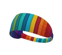 Elastic Sports Headband Hairband YYHWHJDE Rainbow Colored Striped Pattern Soft, Breathable, Quick-Dry