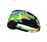 Elastic Sports Headband Hairband YYHWHJDE Rainbow Crocodile Pattern Spandex, Soft, Breathable, Quick-Dry