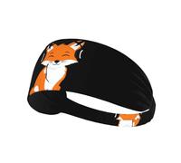 Elastic Sports Headband Hairband YYHWHJDE Red Fox Listening to Music Pattern Spandex, Soft, Breathable, Quick-Dry