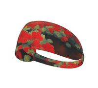 Elastic Sports Headband Hairband YYHWHJDE Red Geranium Potted Plant Pattern Soft, Breathable, Quick-Dry