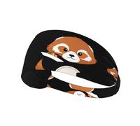 Elastic Sports Headband Hairband YYHWHJDE Red Panda Holding a Plate Prints Spandex, Soft, Breathable, Quick-Dry