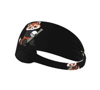 Elastic Sports Headband Hairband YYHWHJDE Red panda holding a skull Pattern Quick Drying, Moisture Wicking