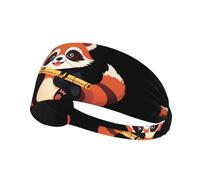 Elastic Sports Headband Hairband YYHWHJDE Red Panda Playing Bamboo Flute Prints Spandex, Soft, Breathable, Quick-Dry