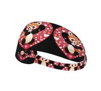 Elastic Sports Headband Hairband YYHWHJDE Red Panda Surrounded by Love Hearts Prints Spandex, Soft, Breathable, Quick-Dry