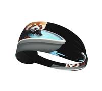 Elastic Sports Headband Hairband YYHWHJDE Red panda taking a bath Pattern Quick Drying, Moisture Wicking