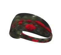 Elastic Sports Headband Hairband YYHWHJDE Red Roses on The Curb Pattern Spandex, Soft, Breathable, Quick-Dry