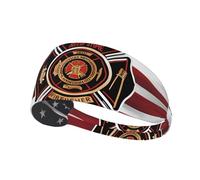 Elastic Sports Headband Hairband YYHWHJDE Red Stripe Firefighter USA Flag Pattern Quick Drying, Moisture Wicking