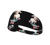 Elastic Sports Headband Hairband YYHWHJDE Retro Skateboard Lamb Pattern Spandex, Soft, Breathable, Quick-Dry