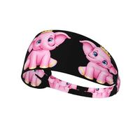 Elastic Sports Headband Hairband YYHWHJDE Romantic Little Pink Elephant Pattern Spandex, Soft, Breathable, Quick-Dry