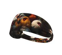 Elastic Sports Headband Hairband YYHWHJDE Rooster Family Portfolio Pattern Soft, Breathable, Quick-Dry