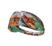 Elastic Sports Headband Hairband YYHWHJDE Rowboat In Water Country Picture Soft, Breathable, Quick-Dry