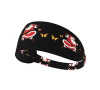 Elastic Sports Headband Hairband YYHWHJDE Santa Claus Chasing Butterflies Pattern Spandex, Soft, Breathable, Quick-Dry