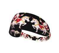 Elastic Sports Headband Hairband YYHWHJDE Santa Claus Sitting on a Unicorn Pattern Spandex, Soft, Breathable, Quick-Dry