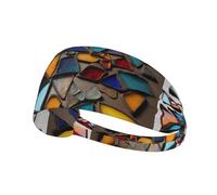 Elastic Sports Headband Hairband YYHWHJDE Scattered colorful fragments Pattern Quick Drying, Moisture Wicking