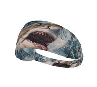 Elastic Sports Headband Hairband YYHWHJDE Shark in the waves Pattern Quick Drying, Moisture Wicking