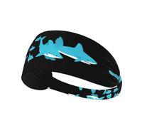 Elastic Sports Headband Hairband YYHWHJDE Sharks Swimming on The Seabed Prints Spandex, Soft, Breathable, Quick-Dry