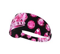 Elastic Sports Headband Hairband YYHWHJDE Shining pink gemstones set in the crown Pattern Quick Drying, Moisture Wicking