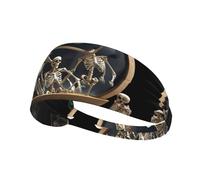 Elastic Sports Headband Hairband YYHWHJDE Skeletons in the globe Pattern Quick Drying, Moisture Wicking