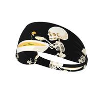 Elastic Sports Headband Hairband YYHWHJDE Skeletons Making Mushroom Soup Prints Spandex, Soft, Breathable, Quick-Dry